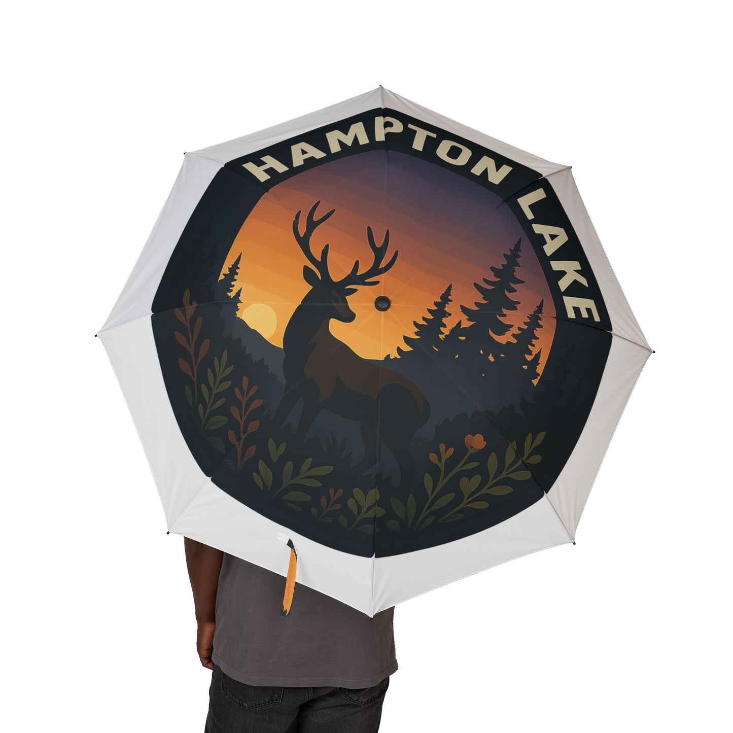 Hampton Lake Semi-Automatic Foldable Umbrella, Travel Umbrella, Outdoor Gear, Gifts for Nature Lovers, Rainy Day Essential