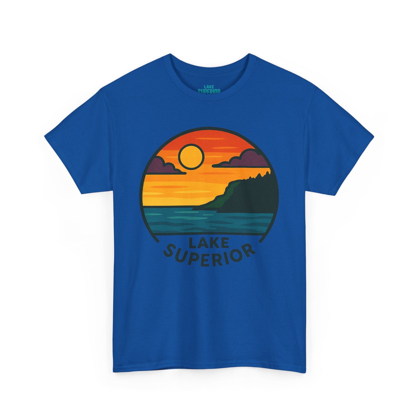 Lake Superior Graphic Tee | Unisex Heavy Cotton T-Shirt, Nature Lover Gift, Lake Adventure Shirt, Outdoor Apparel, Vintage Lake Design