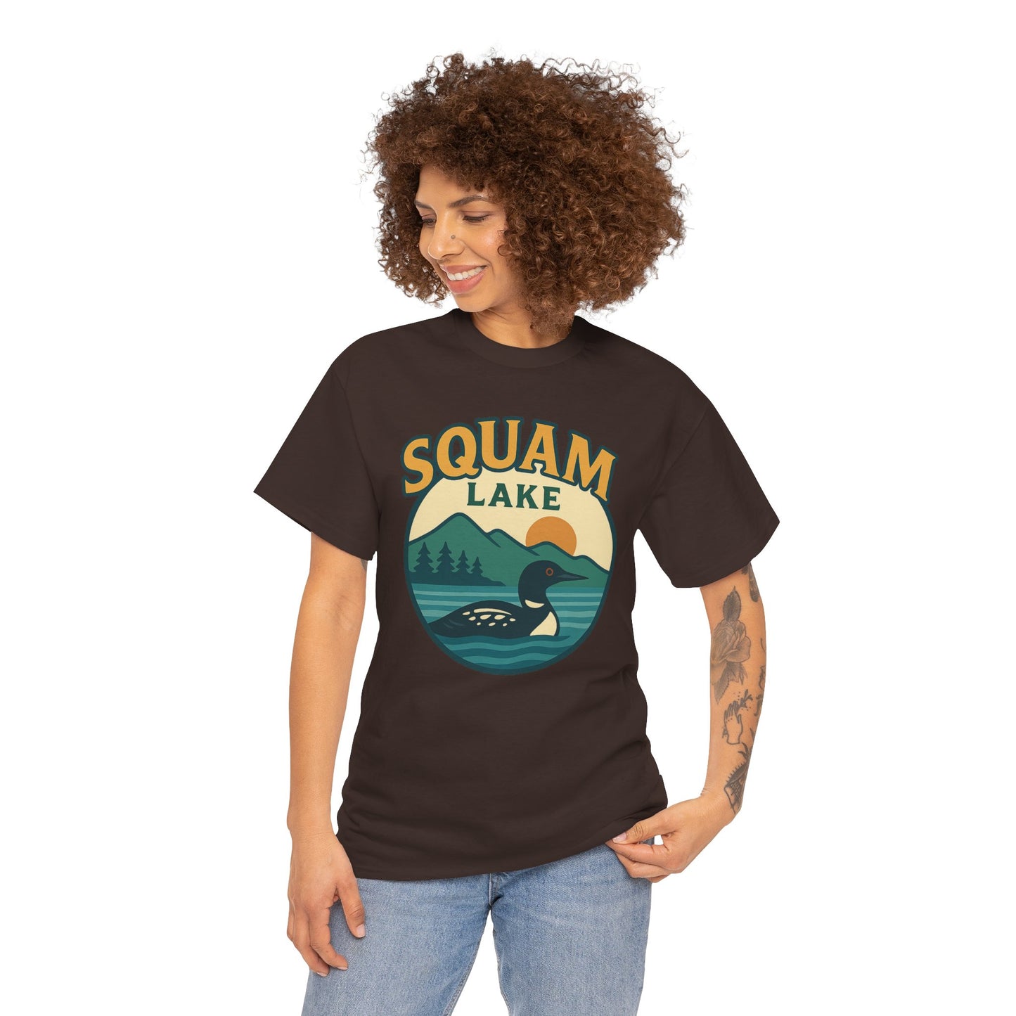 Squam Lake Graphic Tee | Unisex Heavy Cotton T-Shirt, Nature Lover Gift, Lake Adventure Shirt, Outdoor Apparel, Vintage Lake Design
