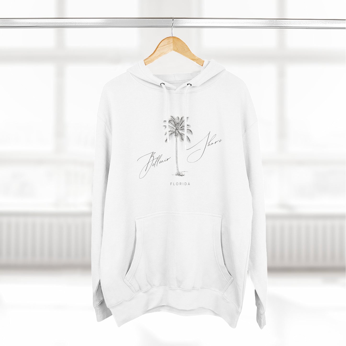 Belleair Shore Stylish Three-Panel Fleece Hoodie for Cozy Days, Casual Wear, Warm Layering, Gift for Him or Her, White Stylish Apparel