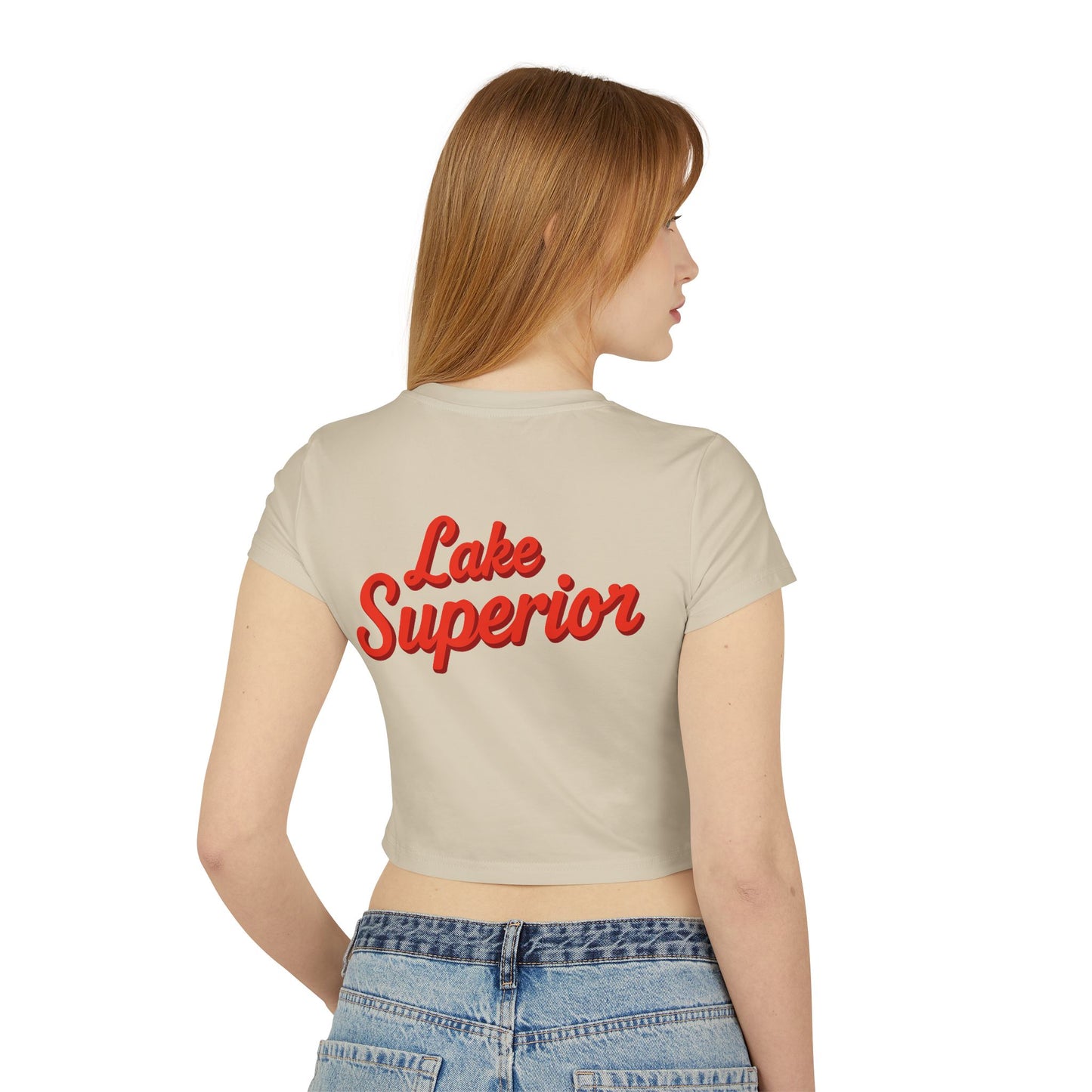 Lake Superior Women's Baby Tee - Vintage Style, Lake Lover Shirt, Summer Outfit, Nature Lover Gift, Travel-Inspired Top