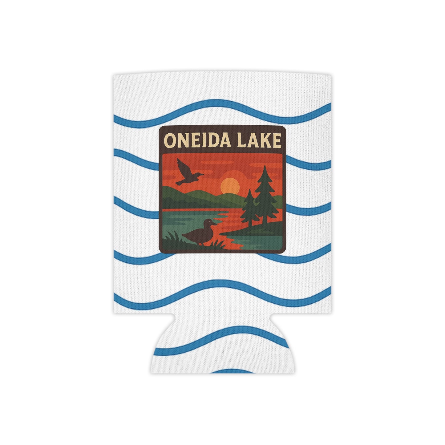 Oneida Lake Can Cooler | Vintage Lake House Drink Holder, Outdoor Party Favor, Moose Design, Camping Gear, Summer BBQ Essential