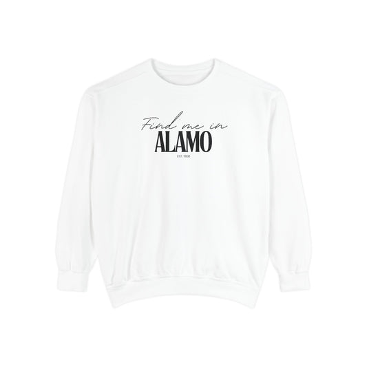Alamo Cozy Sweatshirt, Unisex Garment-Dyed Crew, Casual Wear, Gift for Friends, Fall Fashion, Lounge Style