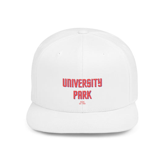 University Park Stylish Flat Bill Snapback Hat with Design, Perfect for Casual Outings, Streetwear, Gifts, Festivals, Everyday Wear