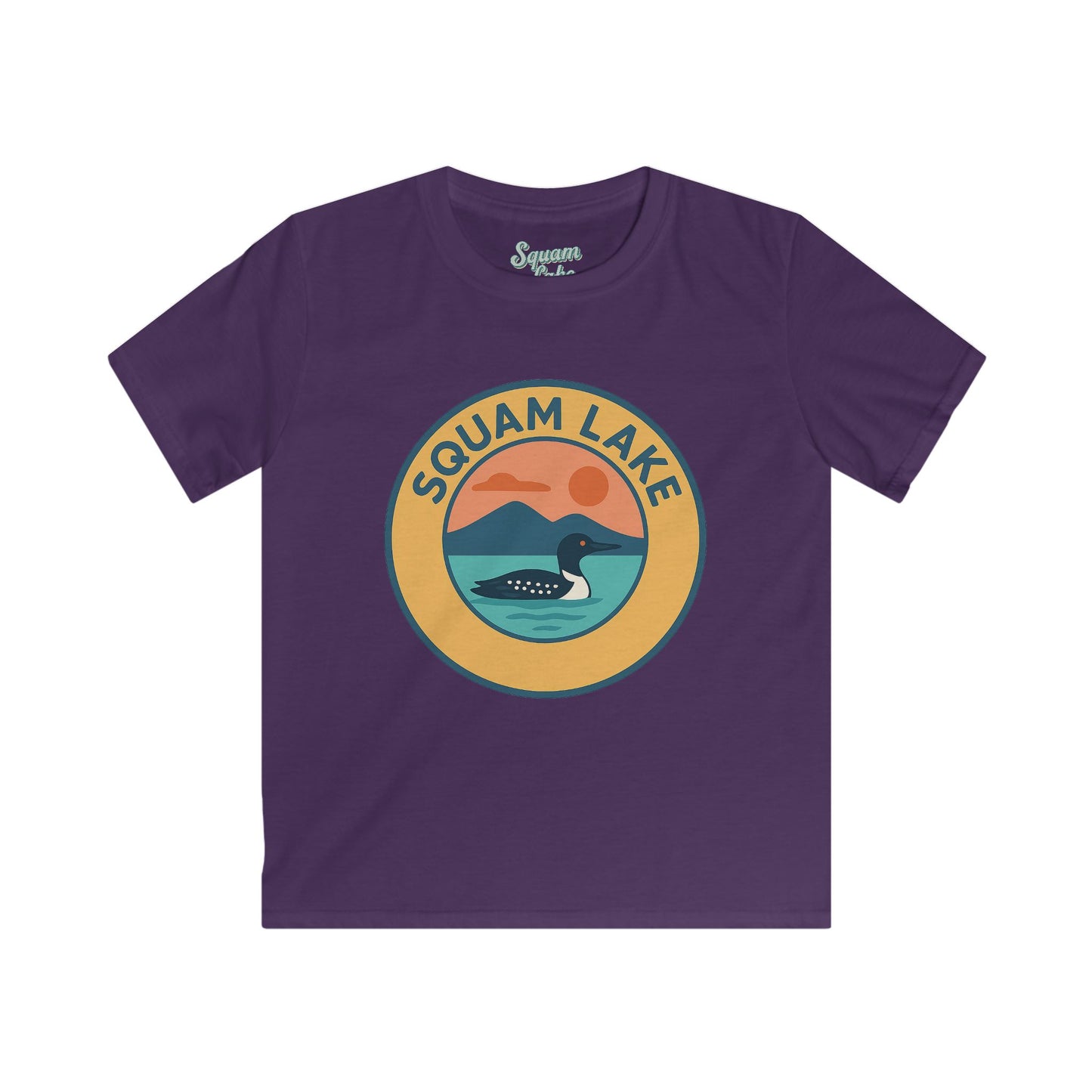 Squam Lake Kids Tee, Softstyle T-Shirt for Children, Summer Adventure Shirt, Lake House Gift, Outdoor Fun Apparel