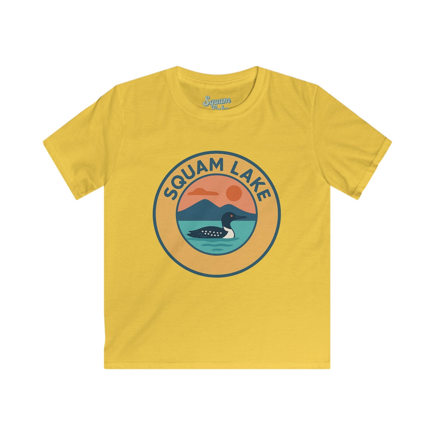 Squam Lake Kids Tee, Softstyle T-Shirt for Children, Summer Adventure Shirt, Lake House Gift, Outdoor Fun Apparel