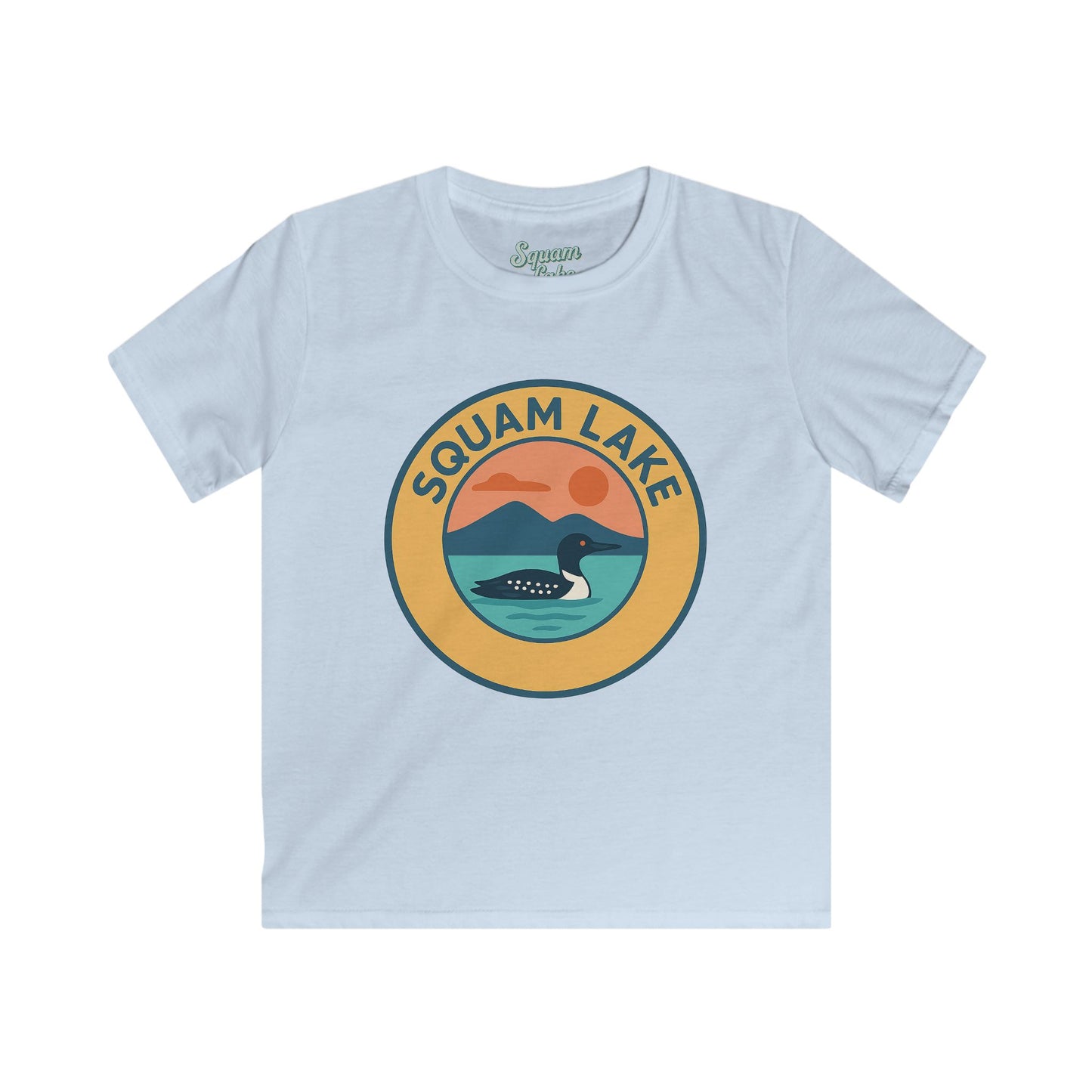 Squam Lake Kids Tee, Softstyle T-Shirt for Children, Summer Adventure Shirt, Lake House Gift, Outdoor Fun Apparel