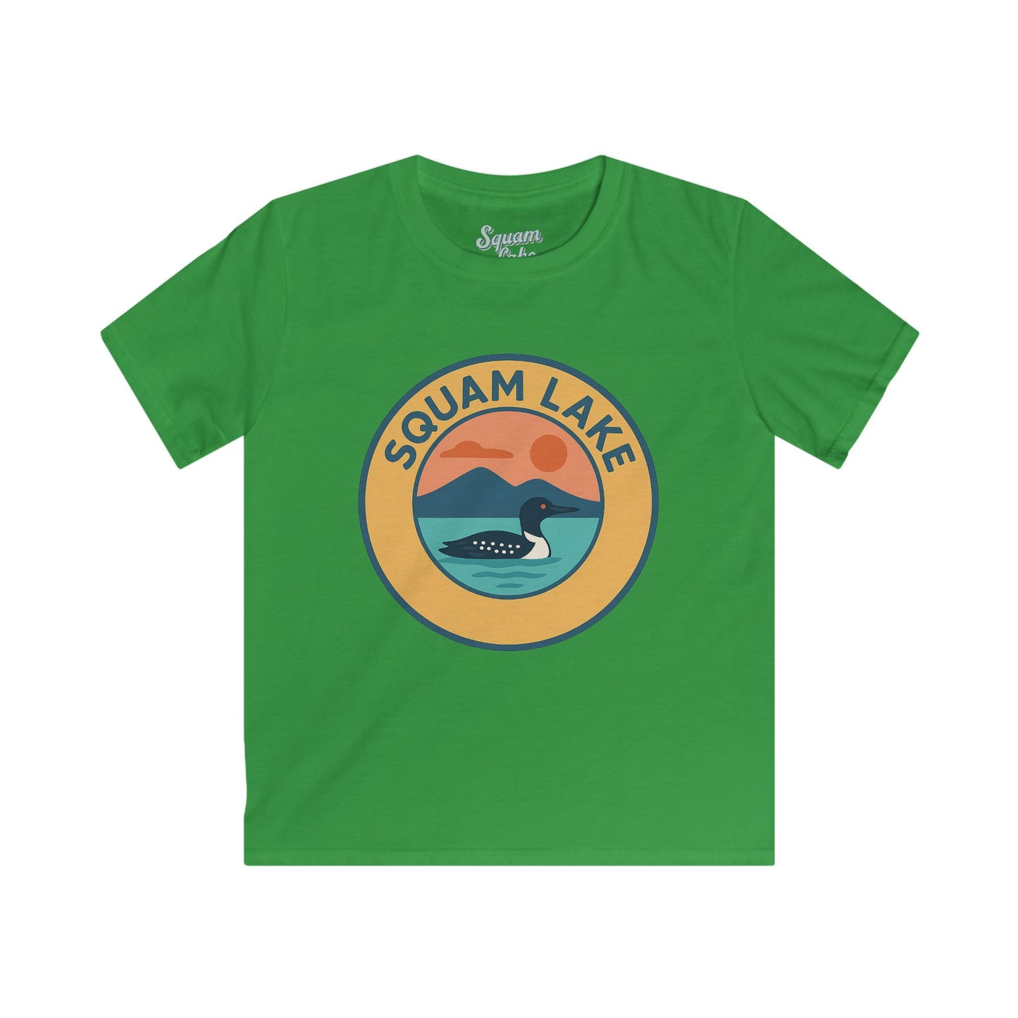 Squam Lake Kids Tee, Softstyle T-Shirt for Children, Summer Adventure Shirt, Lake House Gift, Outdoor Fun Apparel