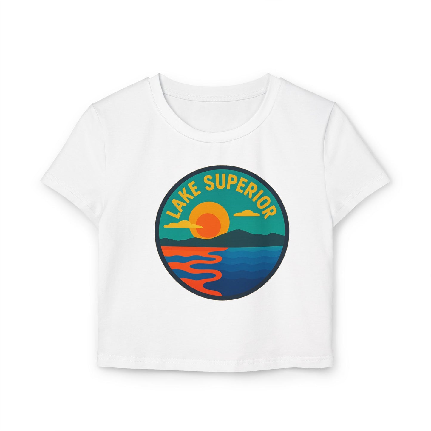 Lake Superior Women's Baby Tee - Vintage Style, Lake Lover Shirt, Summer Outfit, Nature Lover Gift, Travel-Inspired Top
