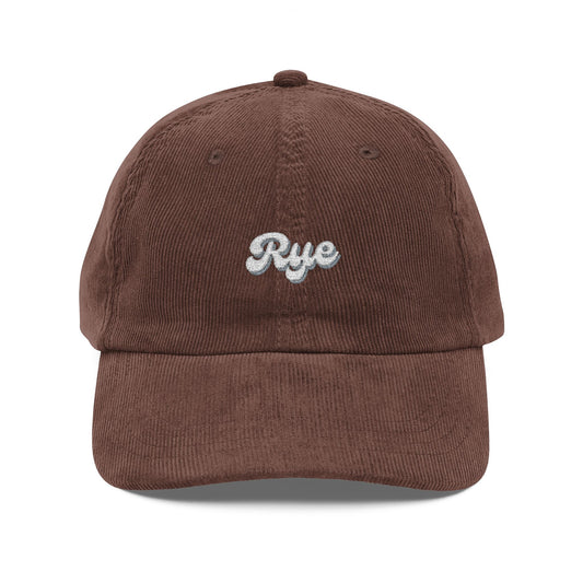 Rye Vintage Corduroy Cap, Retro Fashion Hat, Cool Embroidered Cap, Casual Summer Accessory, Gift for Trendsetters