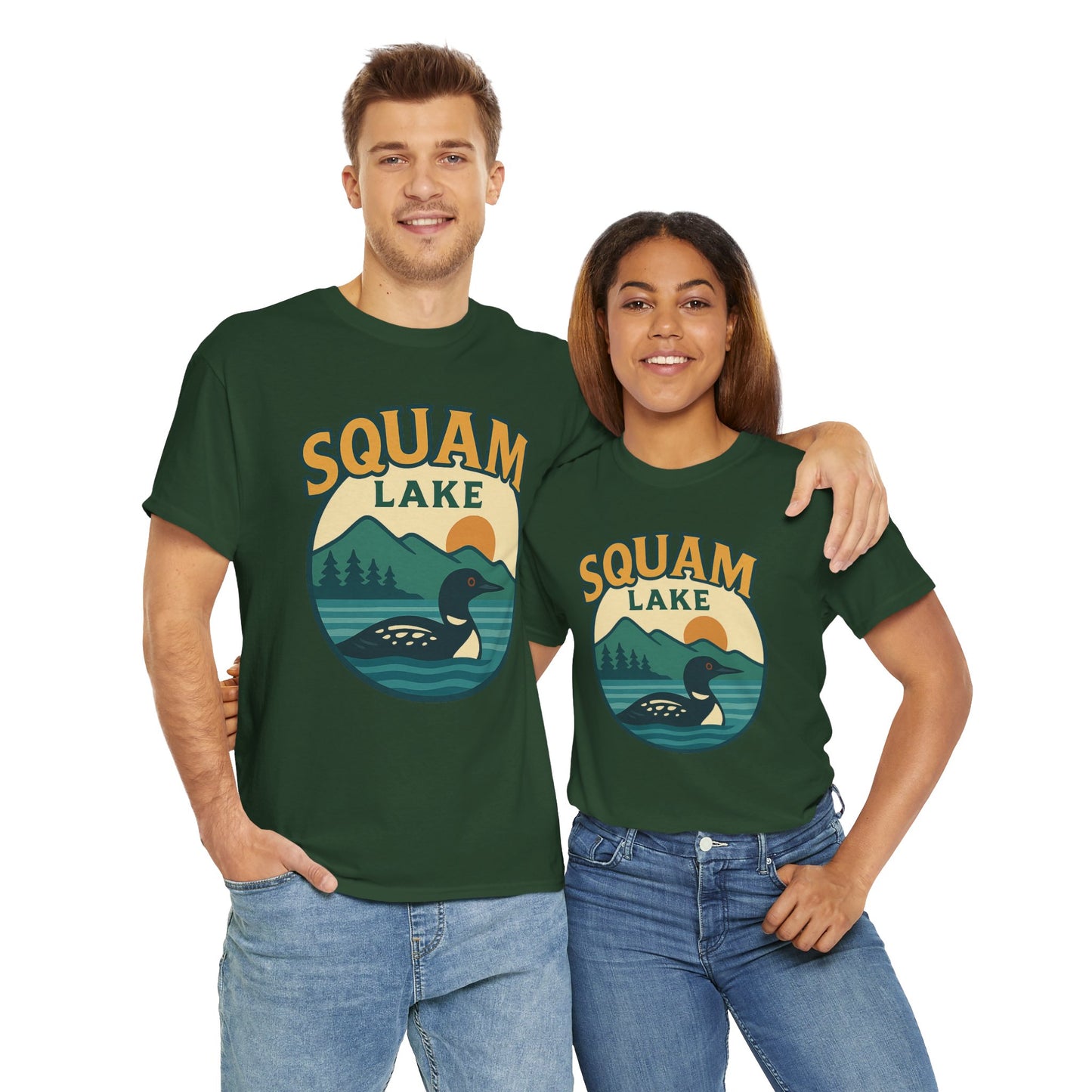 Squam Lake Graphic Tee | Unisex Heavy Cotton T-Shirt, Nature Lover Gift, Lake Adventure Shirt, Outdoor Apparel, Vintage Lake Design
