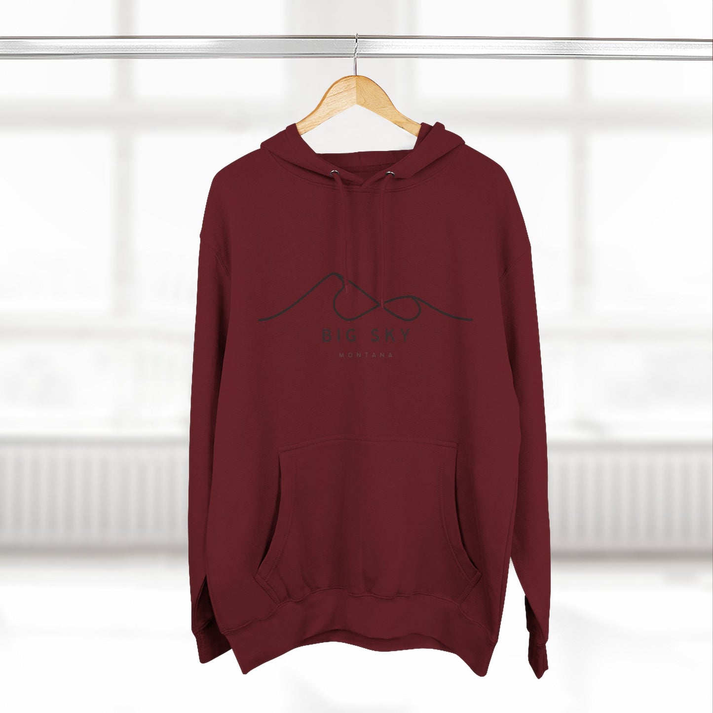 Big Sky Stylish Three-Panel Fleece Hoodie for Cozy Days, Casual Wear, Warm Layering, Gift for Him or Her