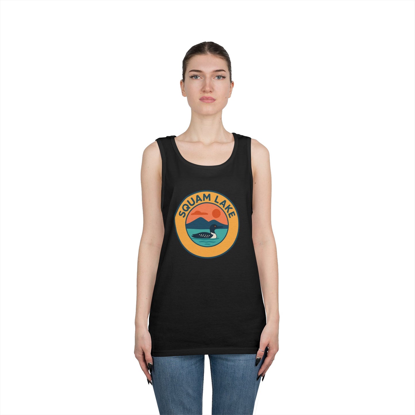 Squam Lake Vintage Unisex Heavy Cotton Tank Top, Summer Shirt, Lake Apparel, Outdoor Activity, Gift for Nature Lovers