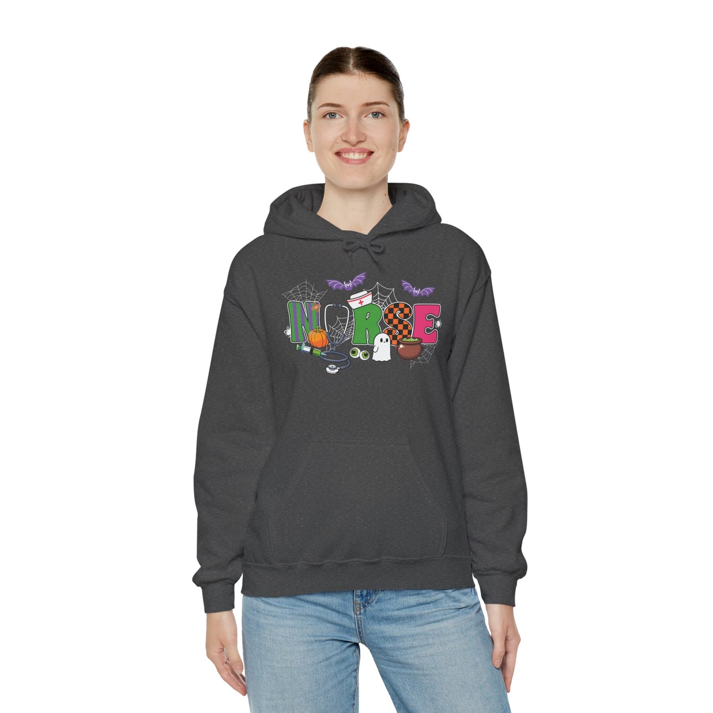 Nurse Whimsical Halloween Hooded Sweatshirt, Fall Fashion, Cozy Sweater Gift, Unisex Hoodie, Halloween Apparel