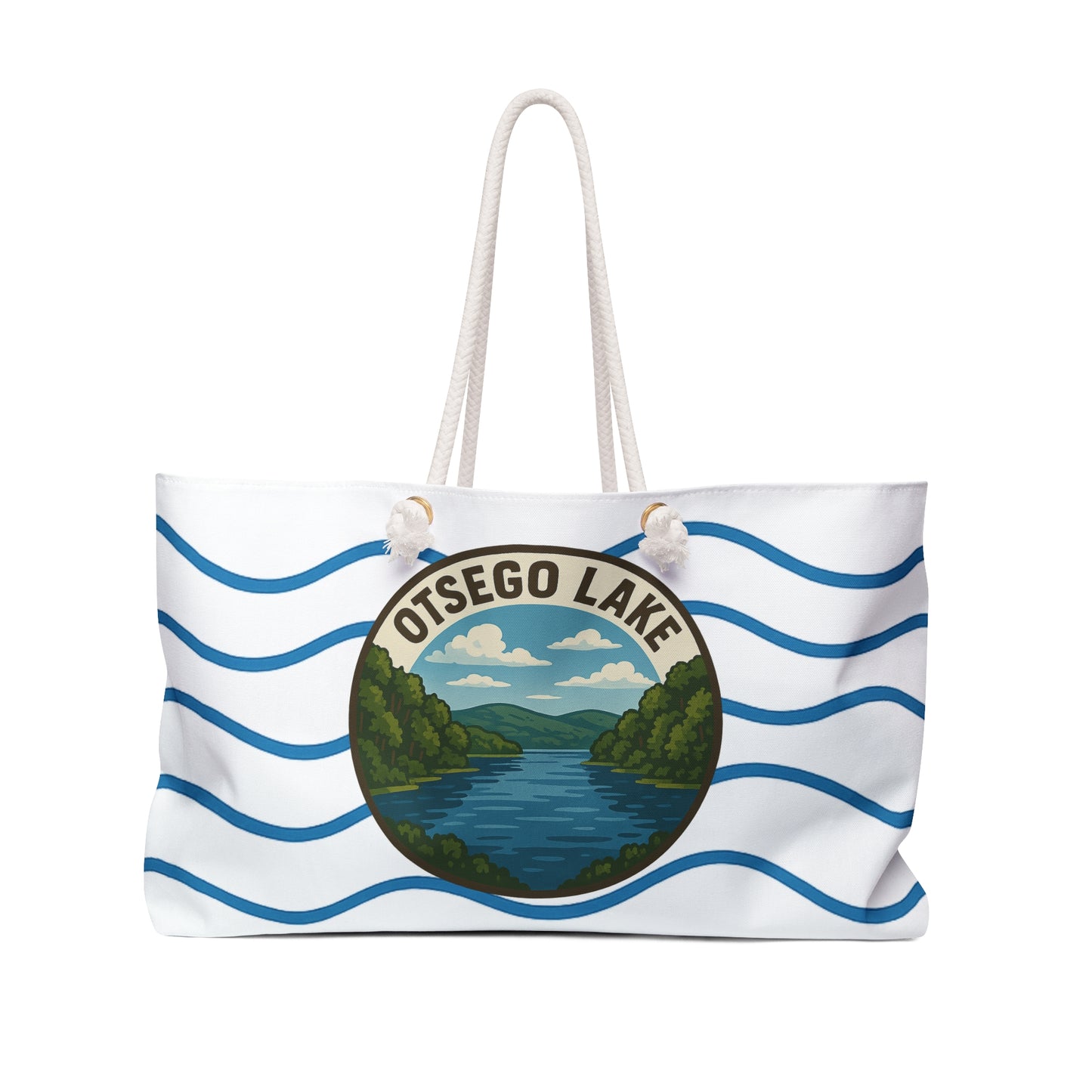 Otsego Lake Weekender Bag White | Travel Tote, Beach Bag, Vacation Essentials, Escape Bag, Lake Life Carryall