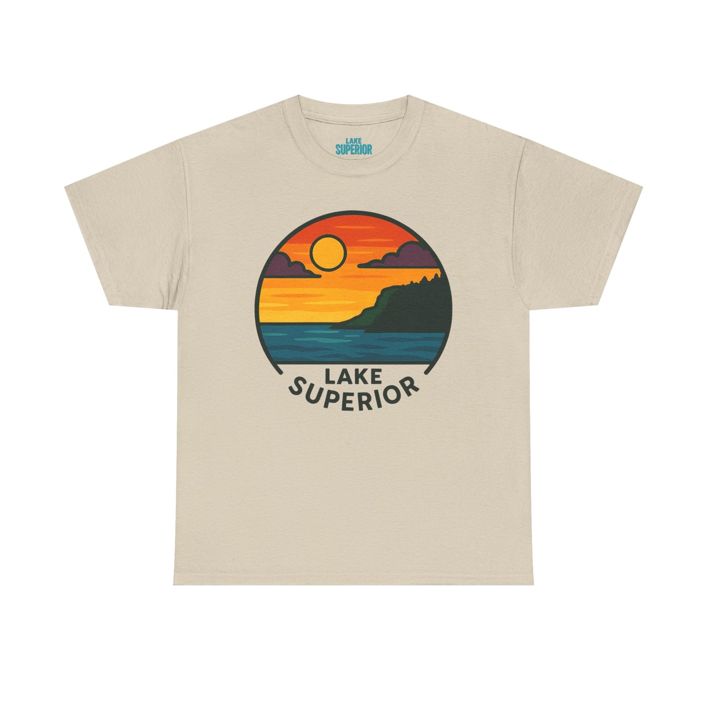 Lake Superior Graphic Tee | Unisex Heavy Cotton T-Shirt, Nature Lover Gift, Lake Adventure Shirt, Outdoor Apparel, Vintage Lake Design
