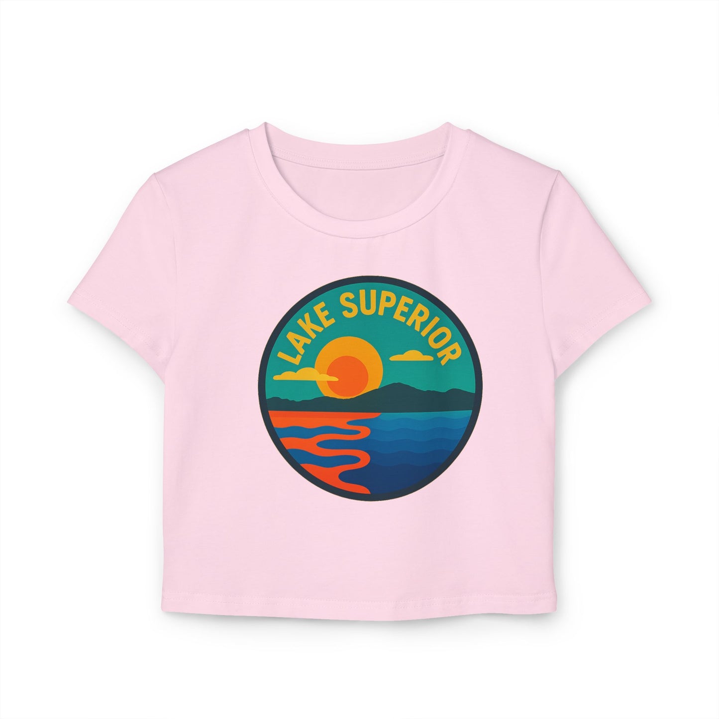 Lake Superior Women's Baby Tee - Vintage Style, Lake Lover Shirt, Summer Outfit, Nature Lover Gift, Travel-Inspired Top