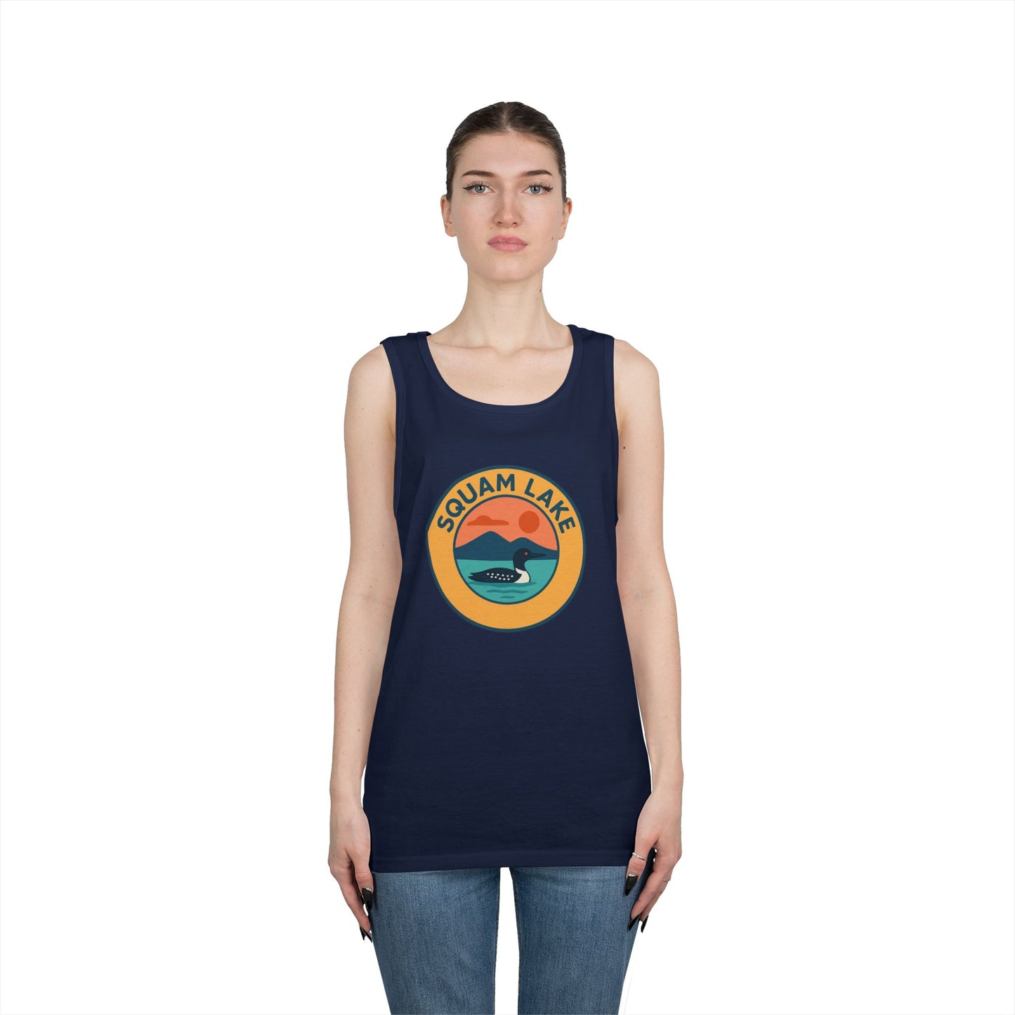 Squam Lake Vintage Unisex Heavy Cotton Tank Top, Summer Shirt, Lake Apparel, Outdoor Activity, Gift for Nature Lovers