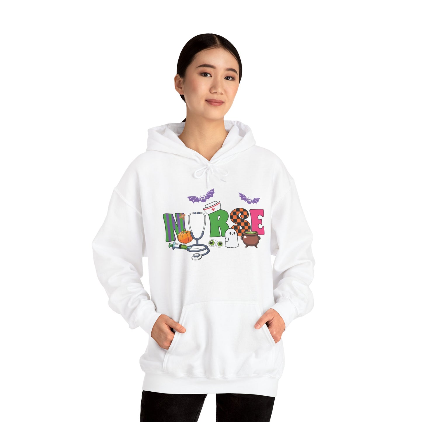 Nurse Whimsical Halloween Hooded Sweatshirt, Fall Fashion, Cozy Sweater Gift, Unisex Hoodie, Halloween Apparel