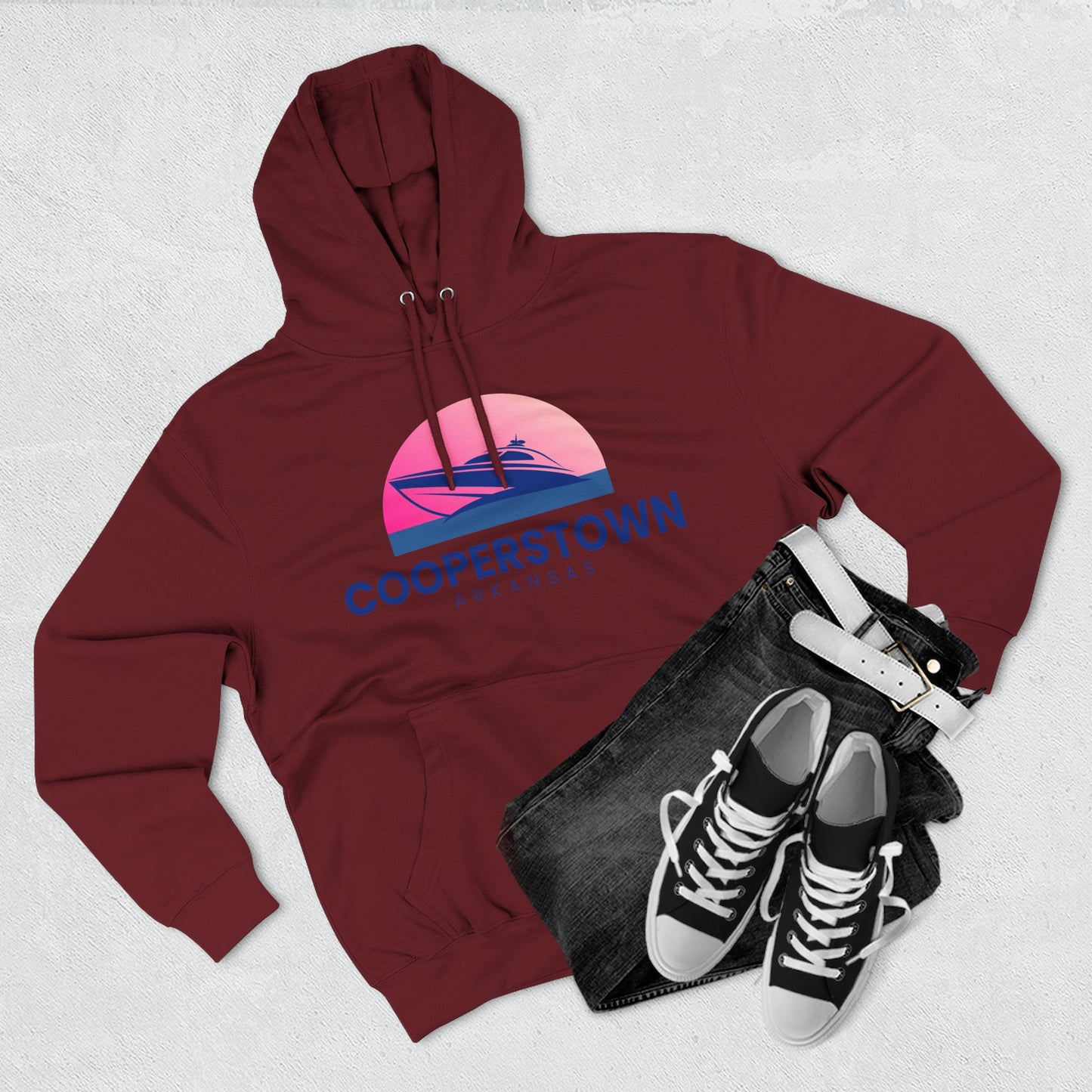 Cooperstown Vibes Hoodie with Design, Perfect for Autumn Lovers, Comfortable and Stylish, Great Gift for Vacations