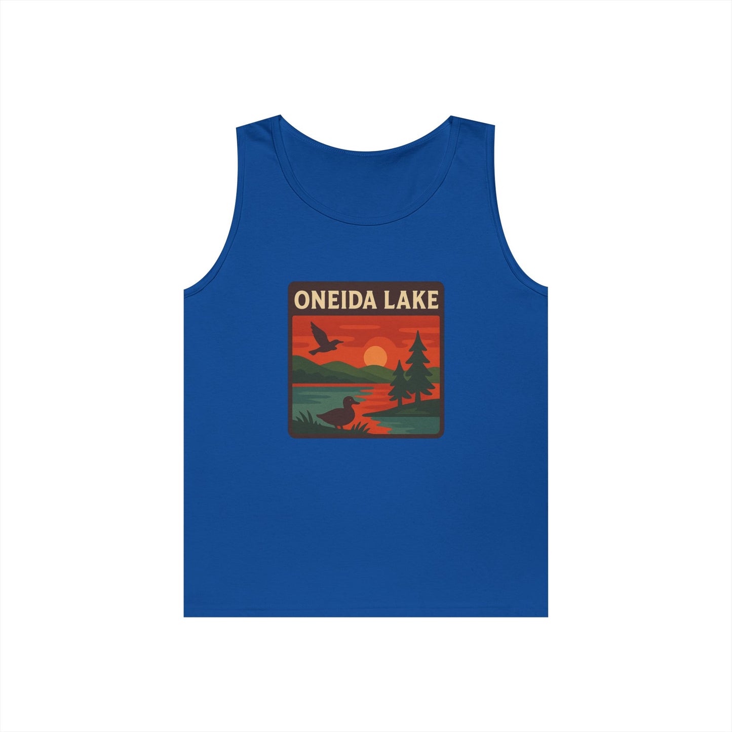 Oneida Lake Vintage Unisex Heavy Cotton Tank Top, Summer Shirt, Lake Apparel, Outdoor Activity, Gift for Nature Lovers