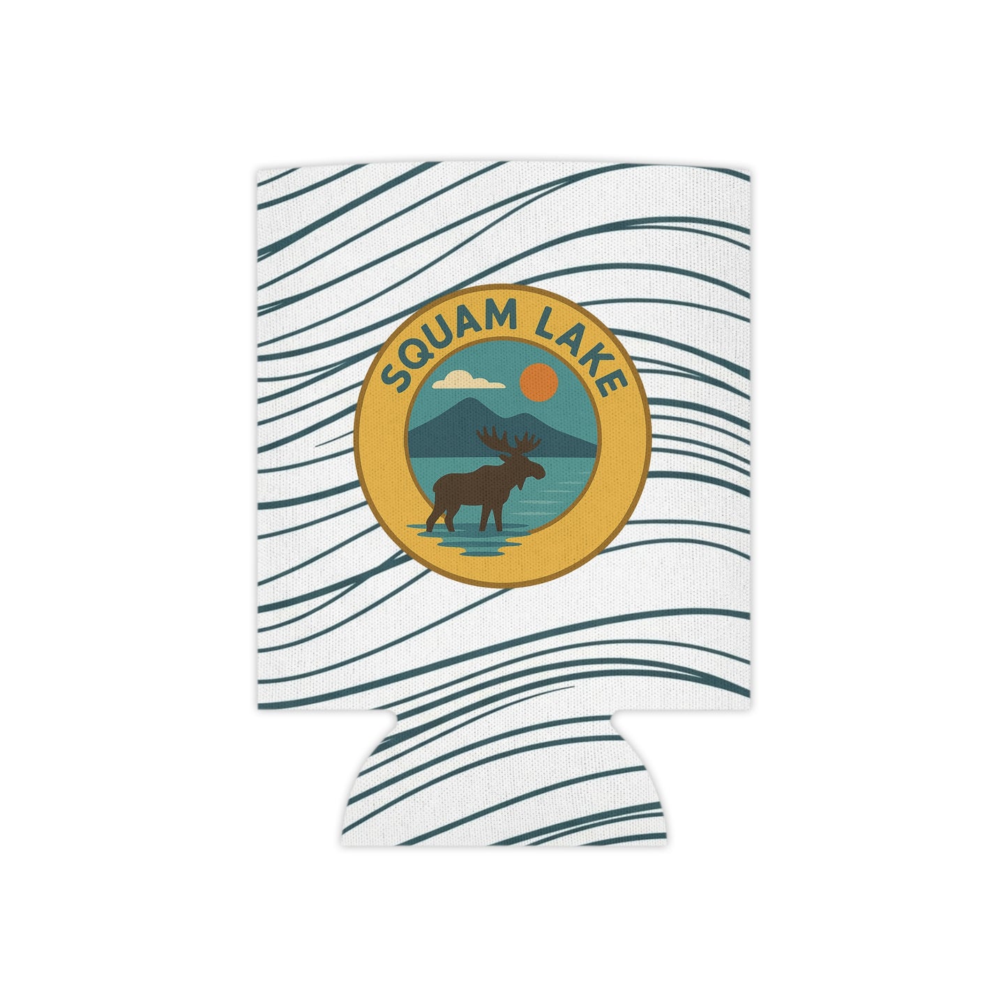 Squam Lake Can Cooler | Vintage Lake House Drink Holder, Outdoor Party Favor, Moose Design, Camping Gear, Summer BBQ Essential
