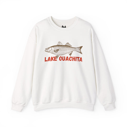 Lake Ouachita Fishing Sweatshirt, Unisex Crewneck, Casual Wear, Gift for Fishermen, Outdoor Apparel, Lake House Cozy