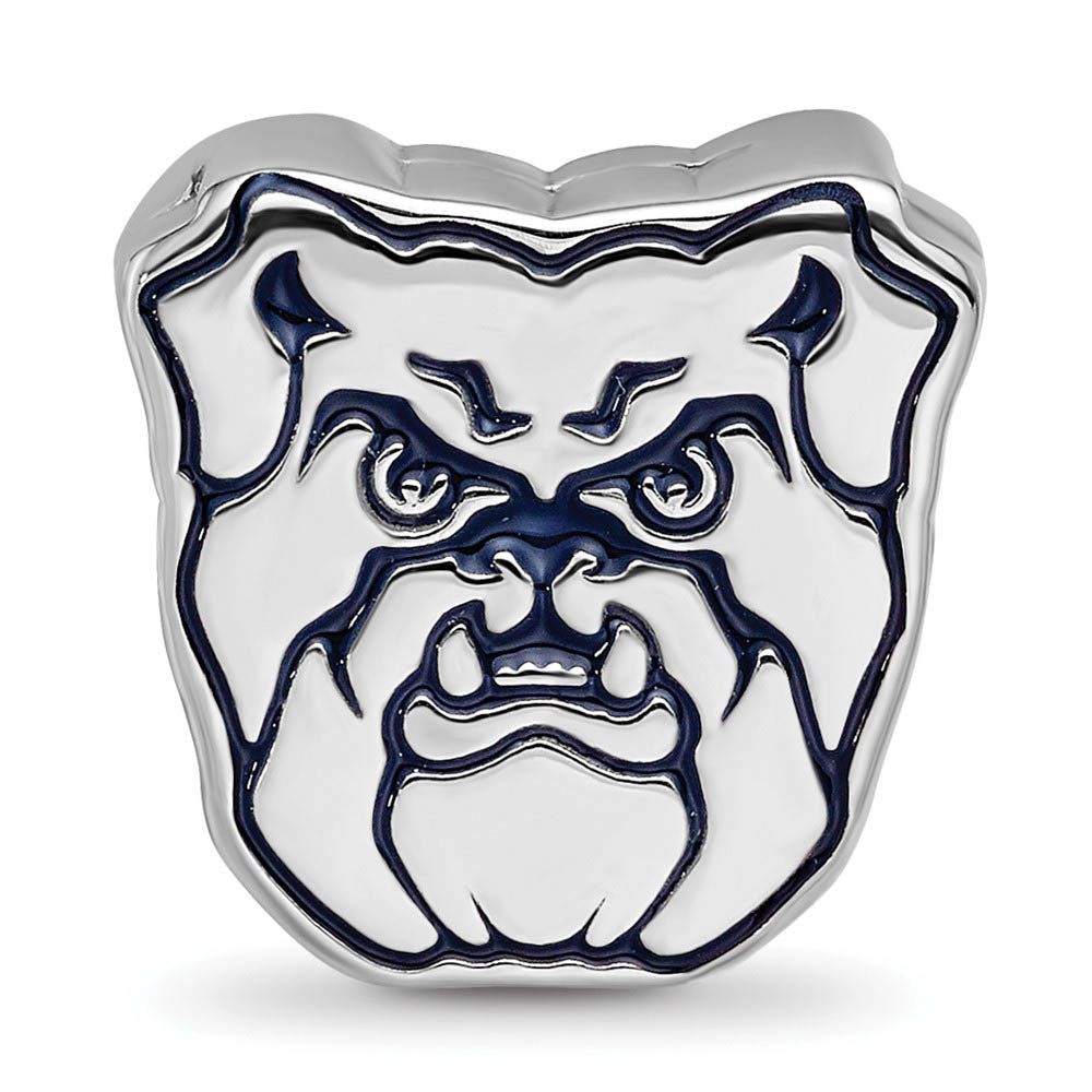 Sterling Silver Rhodium Plated Enamel Butler Univ. Bulldog Bead Charm