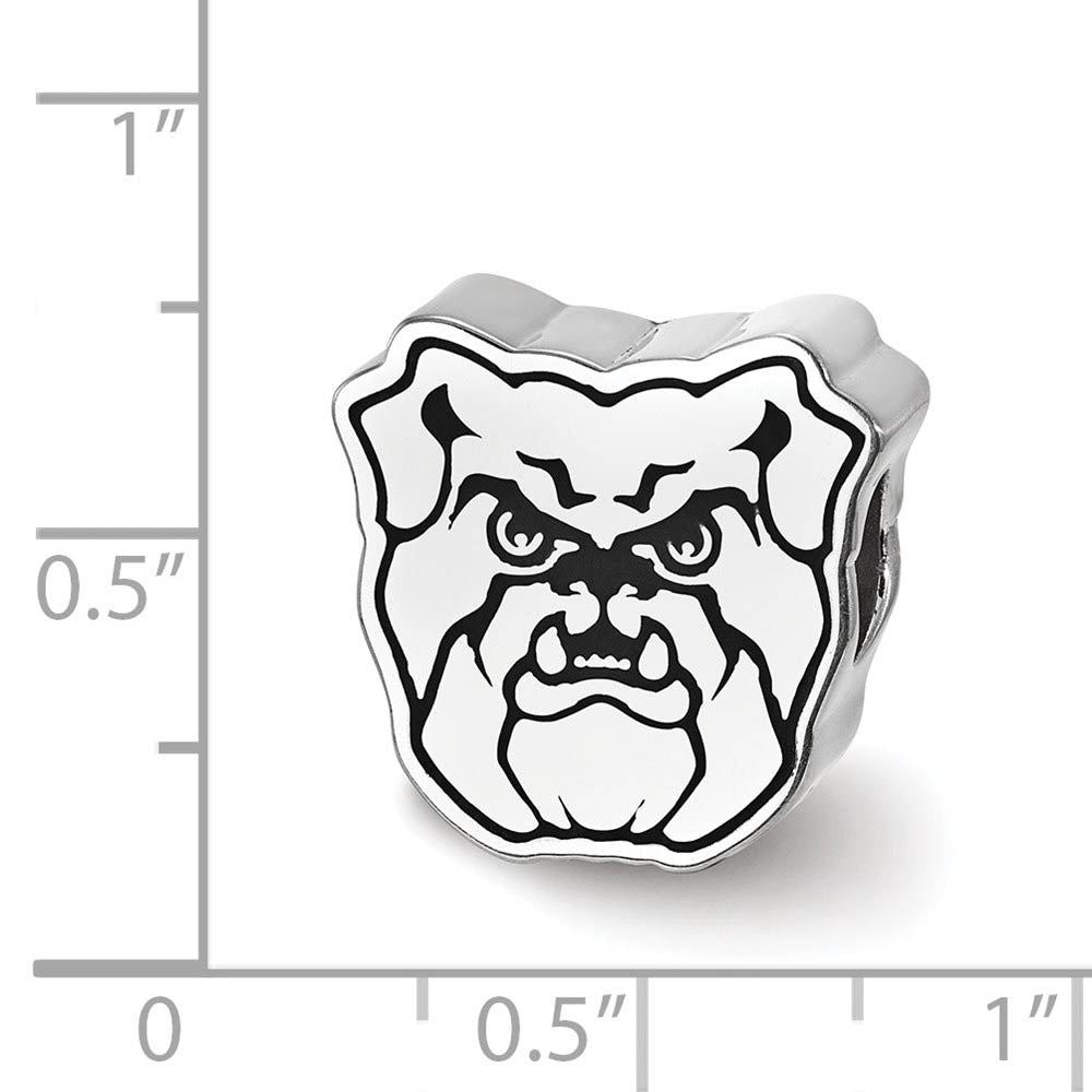 Sterling Silver Rhodium Plated Enamel Butler Univ. Bulldog Bead Charm
