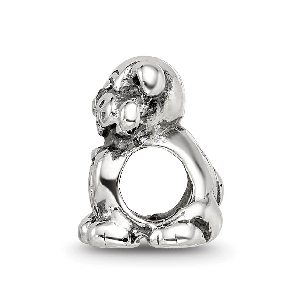 Sterling Silver Dog with a Bone Bead Charm