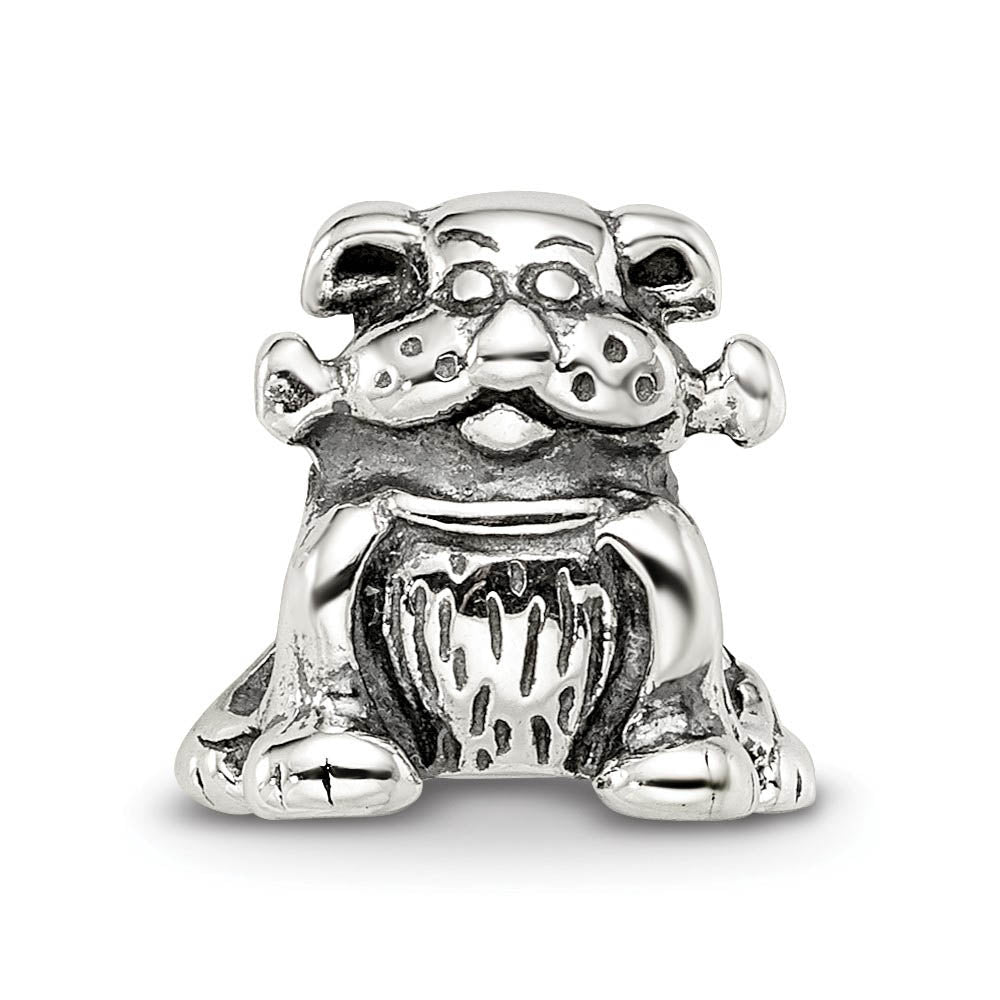 Sterling Silver Dog with a Bone Bead Charm
