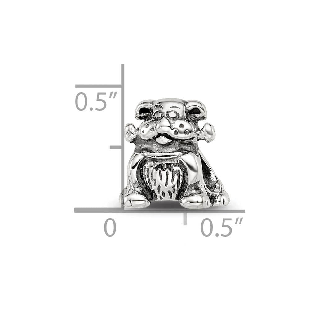 Sterling Silver Dog with a Bone Bead Charm
