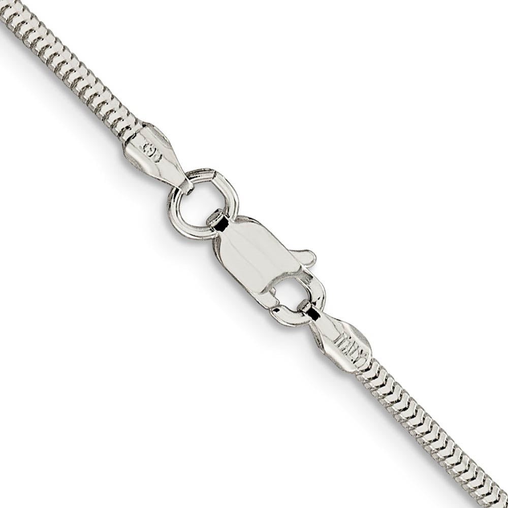 2mm Sterling Silver Diamond Cut Solid Round Snake Chain Necklace