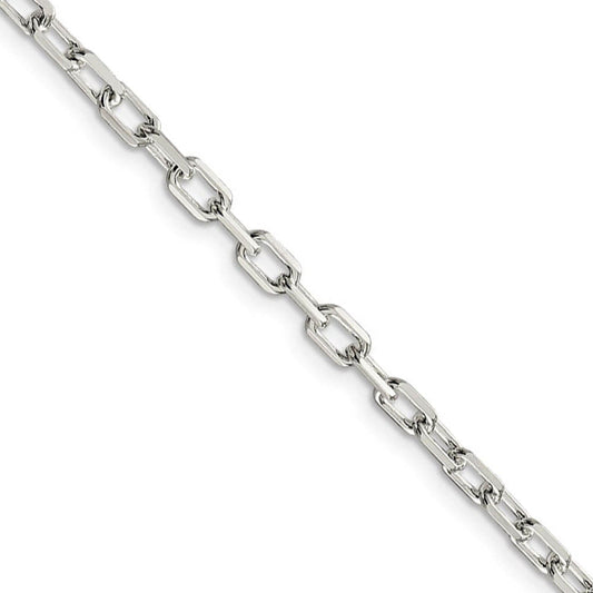 3.5mm Sterling Silver D/C Solid Elongated Cable Chain Necklace