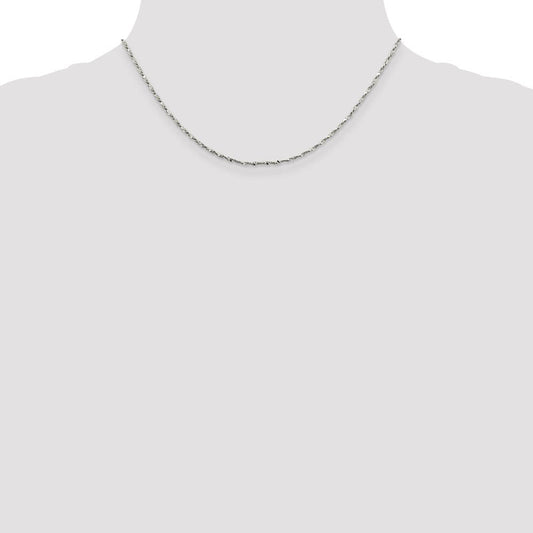 1.6mm, Sterling Silver D/C Twisted Solid Serpentine Necklace