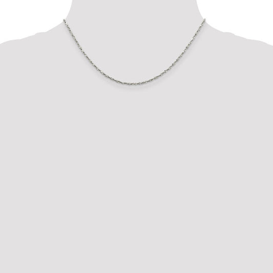 1.8mm, Sterling Silver D/C Twisted Solid Serpentine Necklace