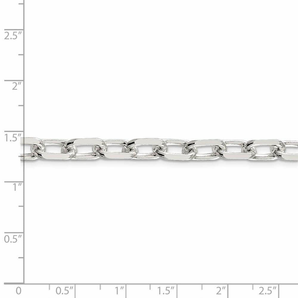 Men's 7.5mm Sterling Silver D/C Solid Elongated Cable Chain Necklace