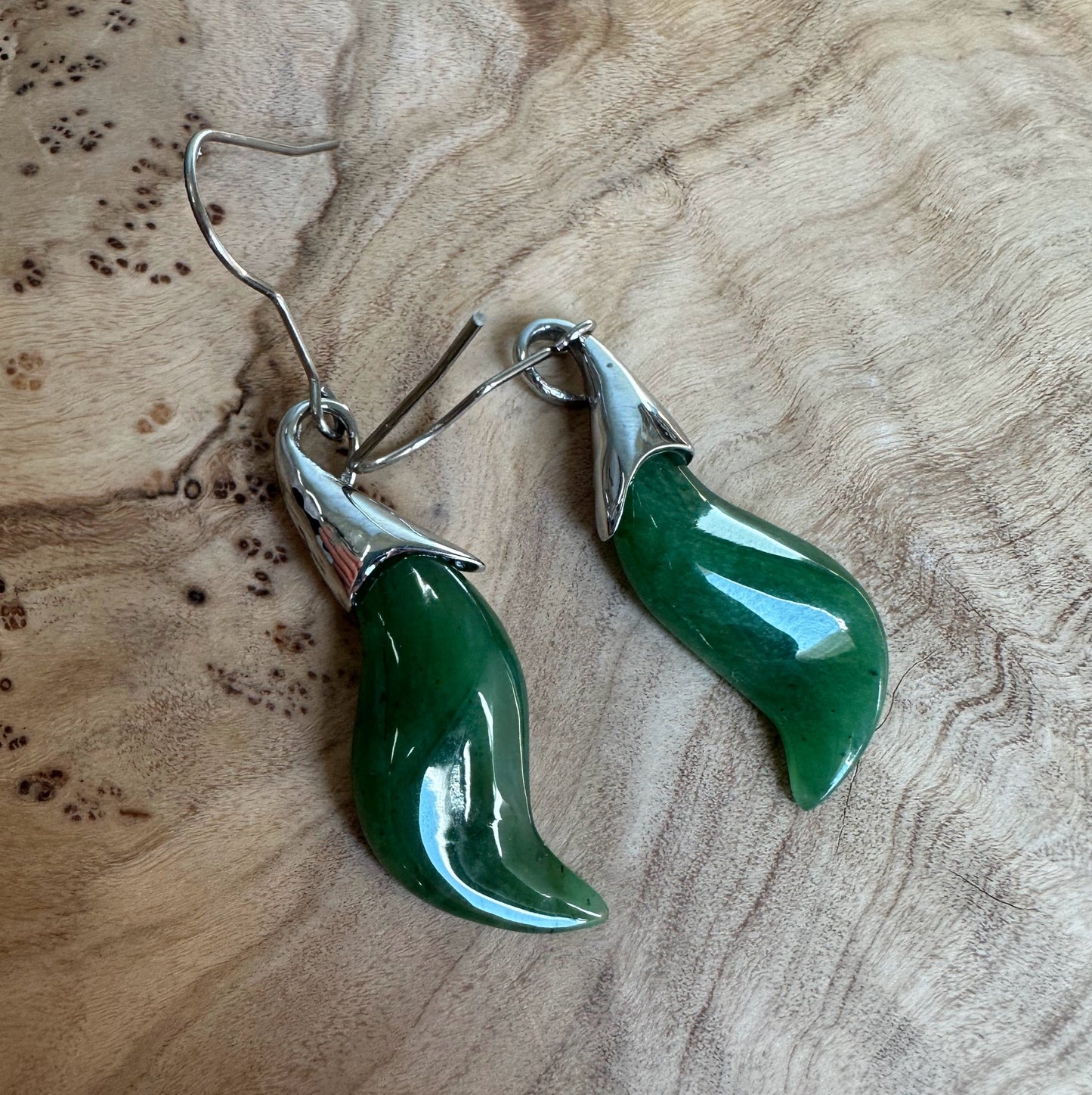 Nephrite Jade Earrings - Stainless