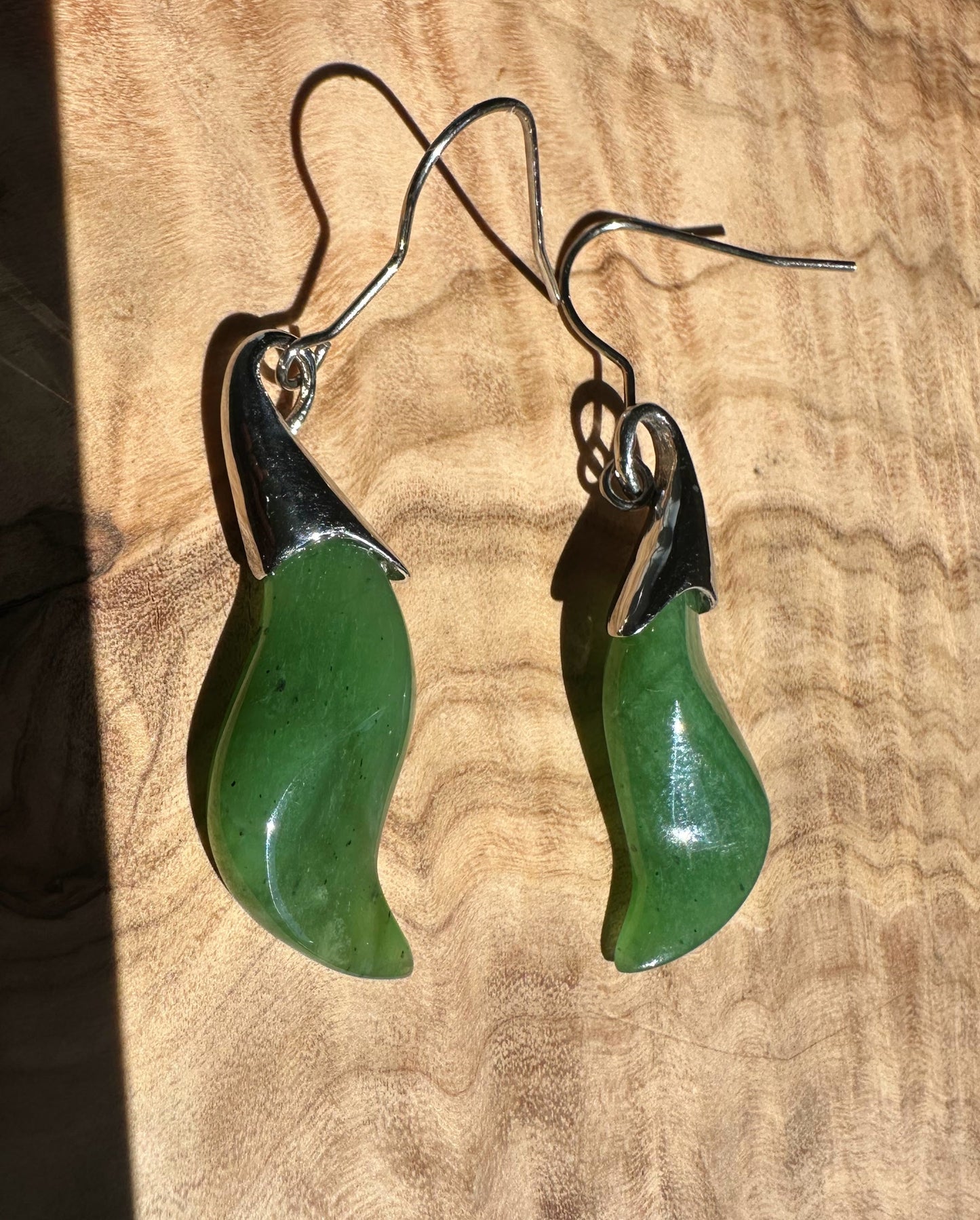 Nephrite Jade Earrings - Stainless