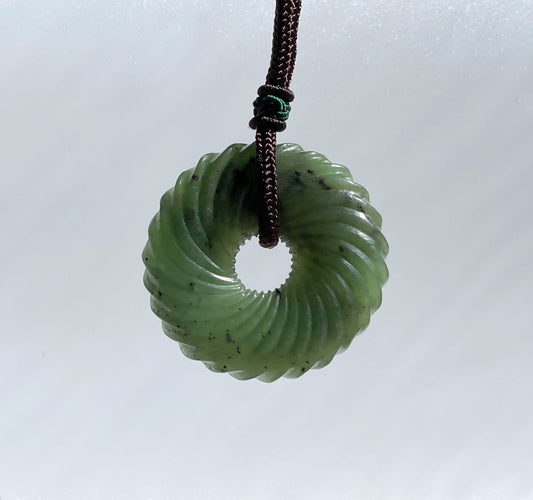 Jade Pendant, Round Twist 49mm