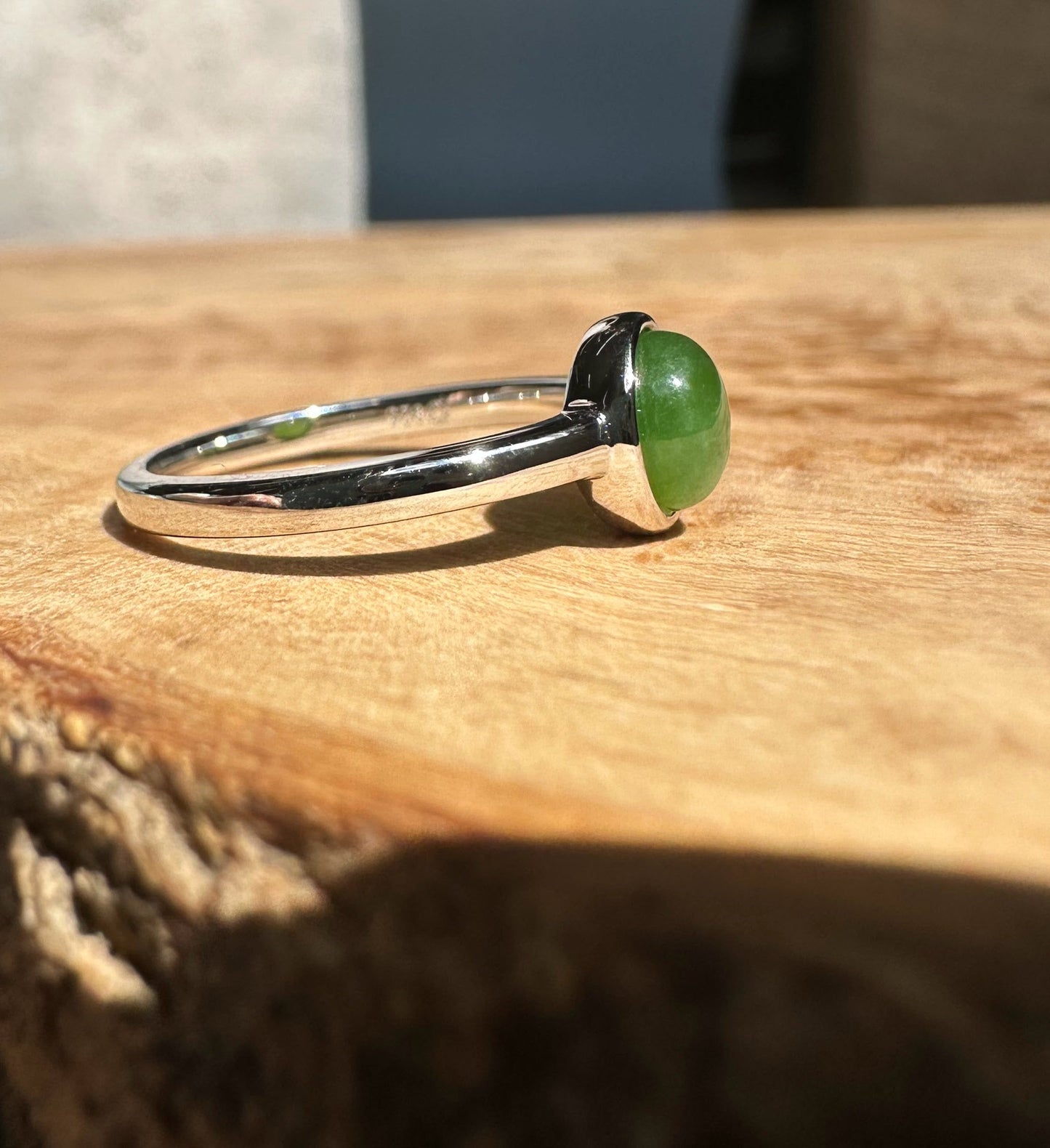 Jade and Silver Ring 6mm - 2417