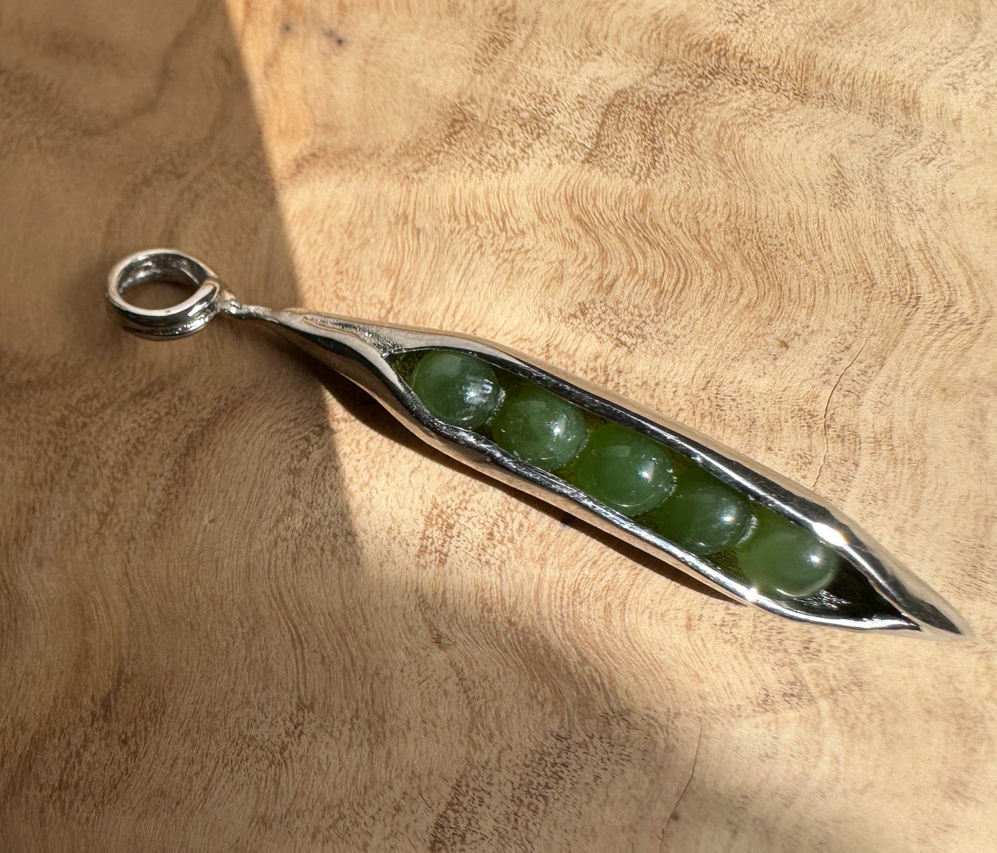 Jade Peapod Pendant, 0072 Stainless Steel