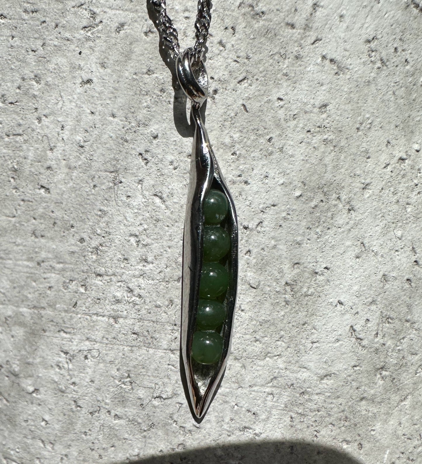Jade Peapod Pendant, 0072 Stainless Steel