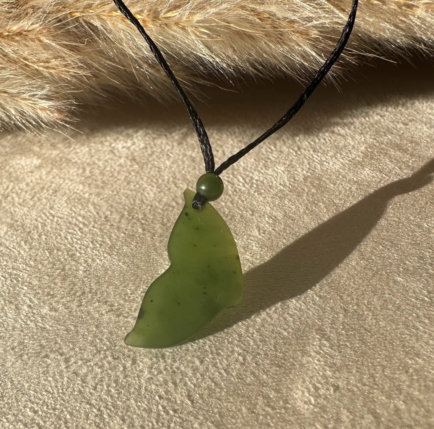 Jade Whale Tail Pendant, 23mm