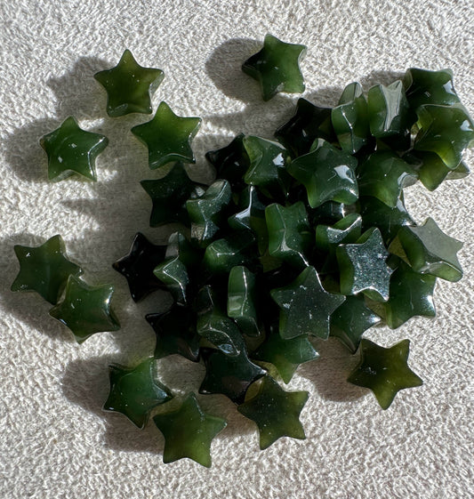 Dark Green Jade Star Cabochon - 7.5mm