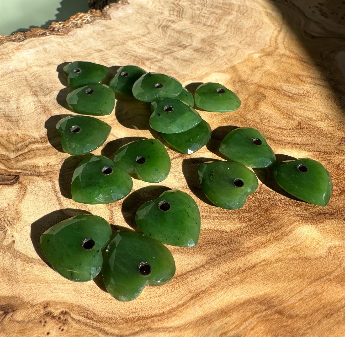 Faceted Canadian Jade Heart - 17mm