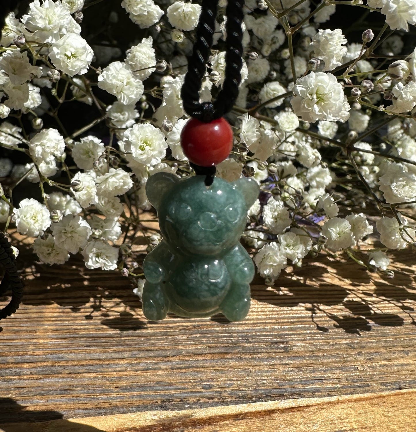 Guatemalan Jadeite Teddy Bear Pendant, 20mm