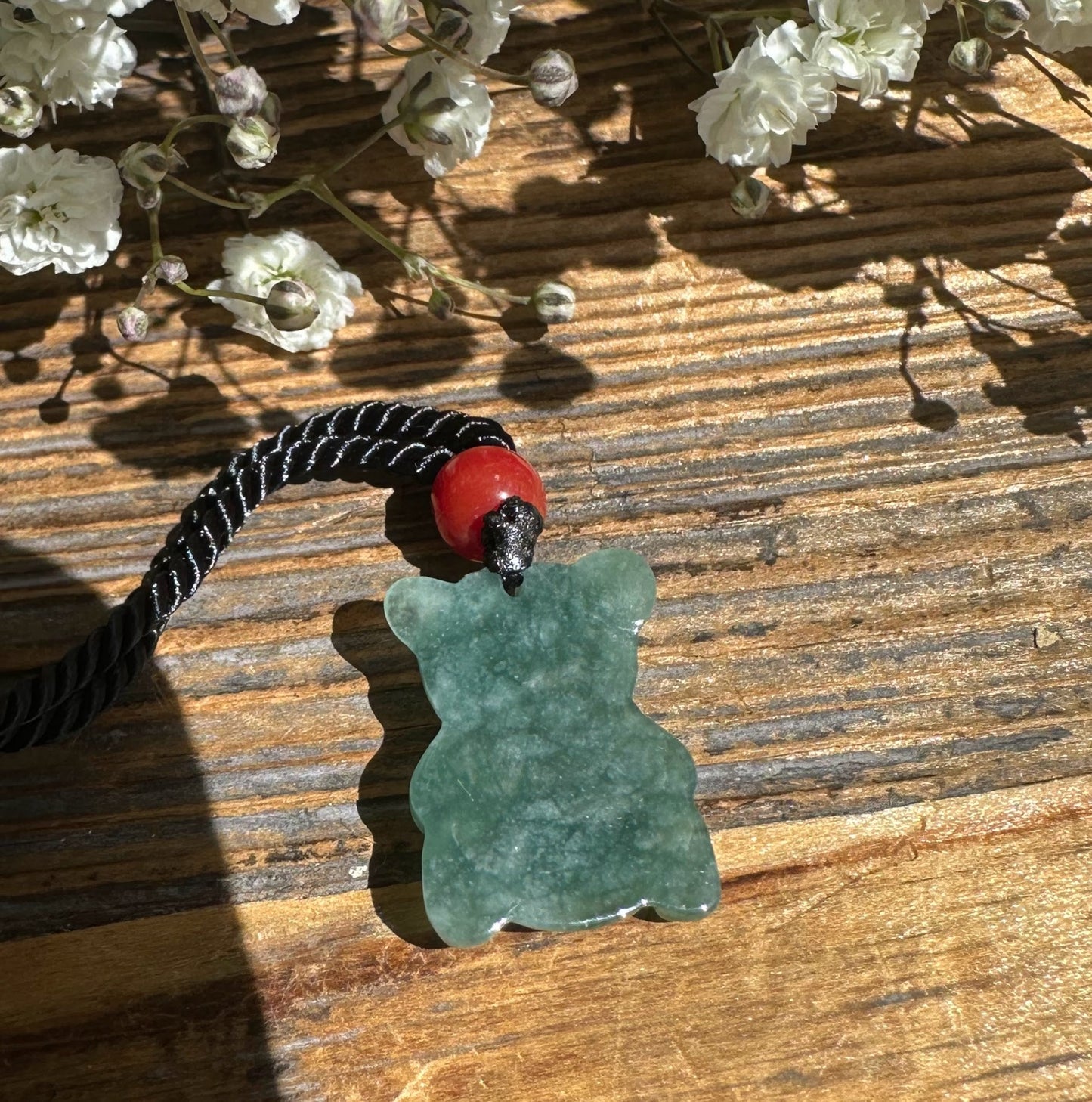 Guatemalan Jadeite Teddy Bear Pendant, 20mm