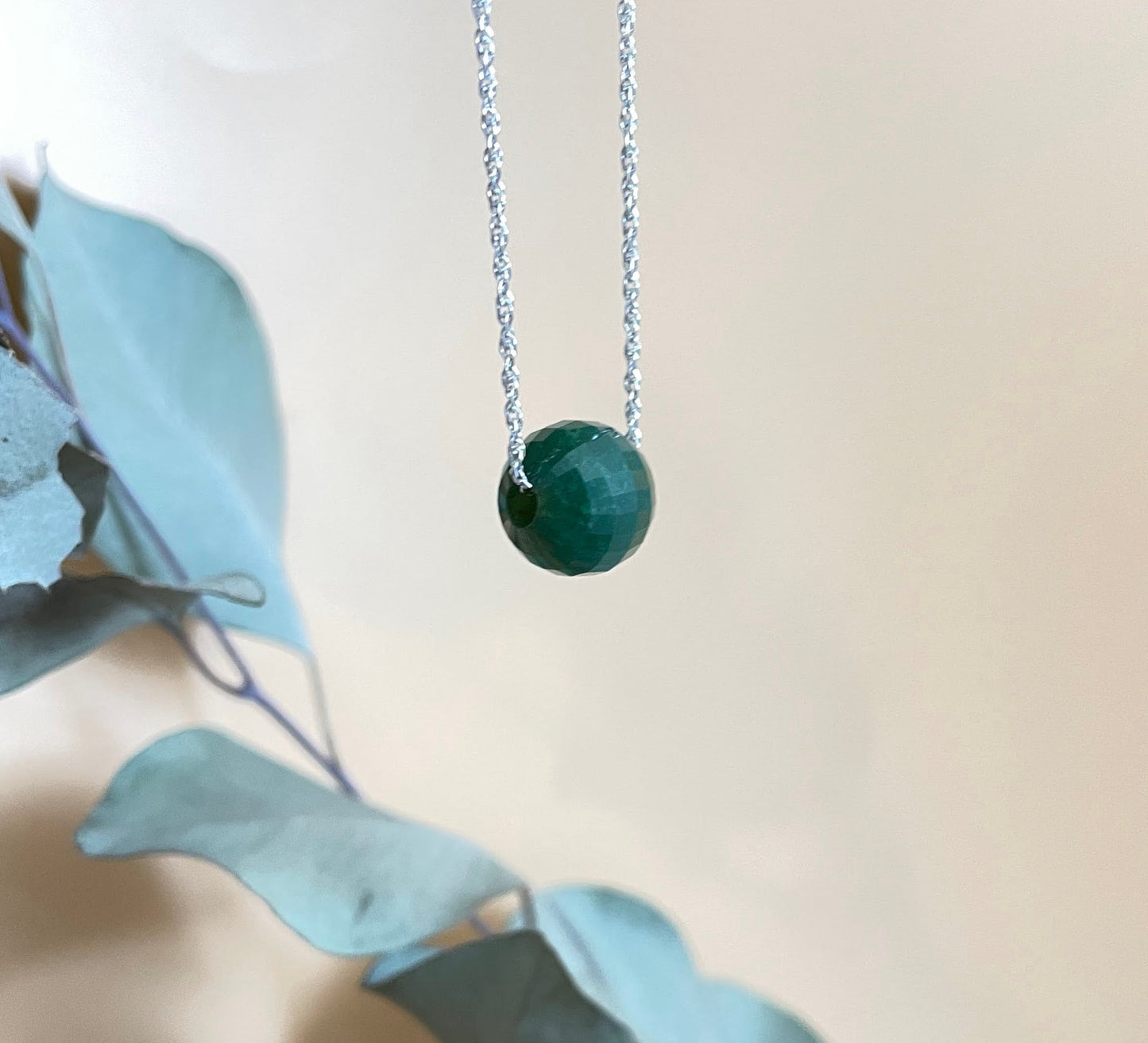 Faceted Jade Bead Pendant, 12mm