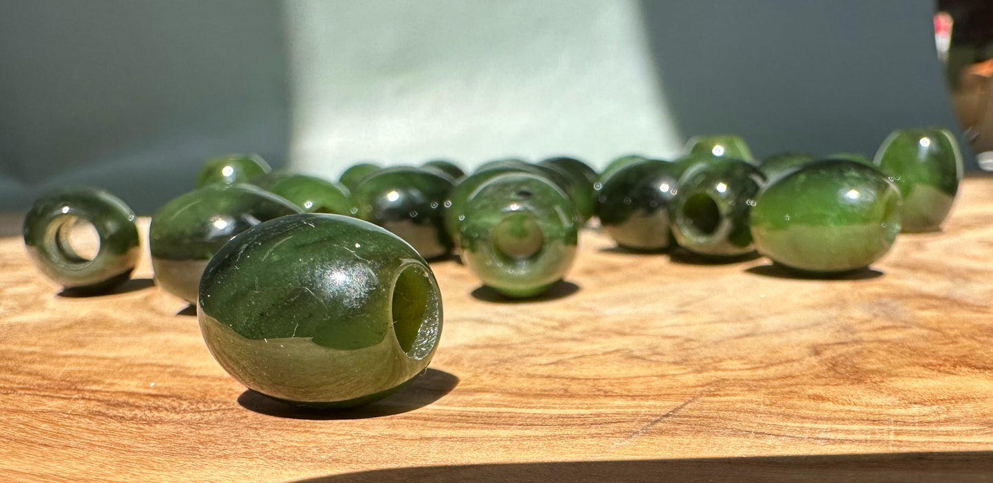 Jade Barrel Bead, 15x12mm - Sold Individually